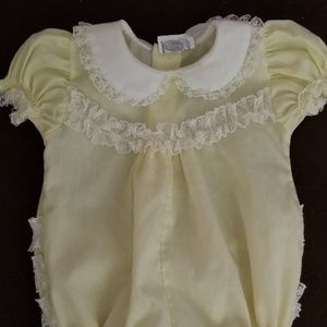 Vintage lemon chiffon 3-6 month lace romper